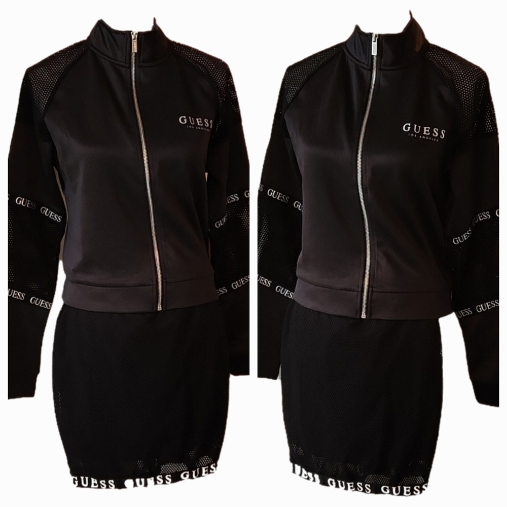 NWT ❗️ Guess black set: echo moch neck jacket M Ormond skirt xs